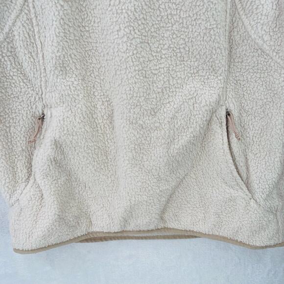The North Face Fleece Hoodie Womens Medium Beige Sherpa Sweatshirt - Picture 3 of 11